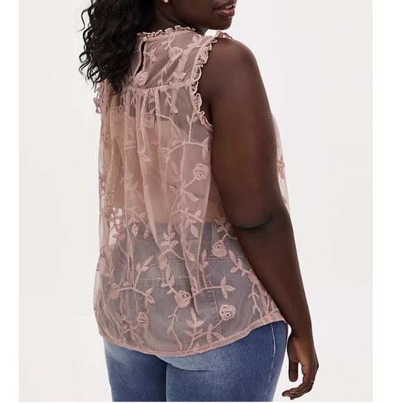 Torrid Taupe Embroidered Sleeveless Blouse 1 14 16 - Picture 3 of 3